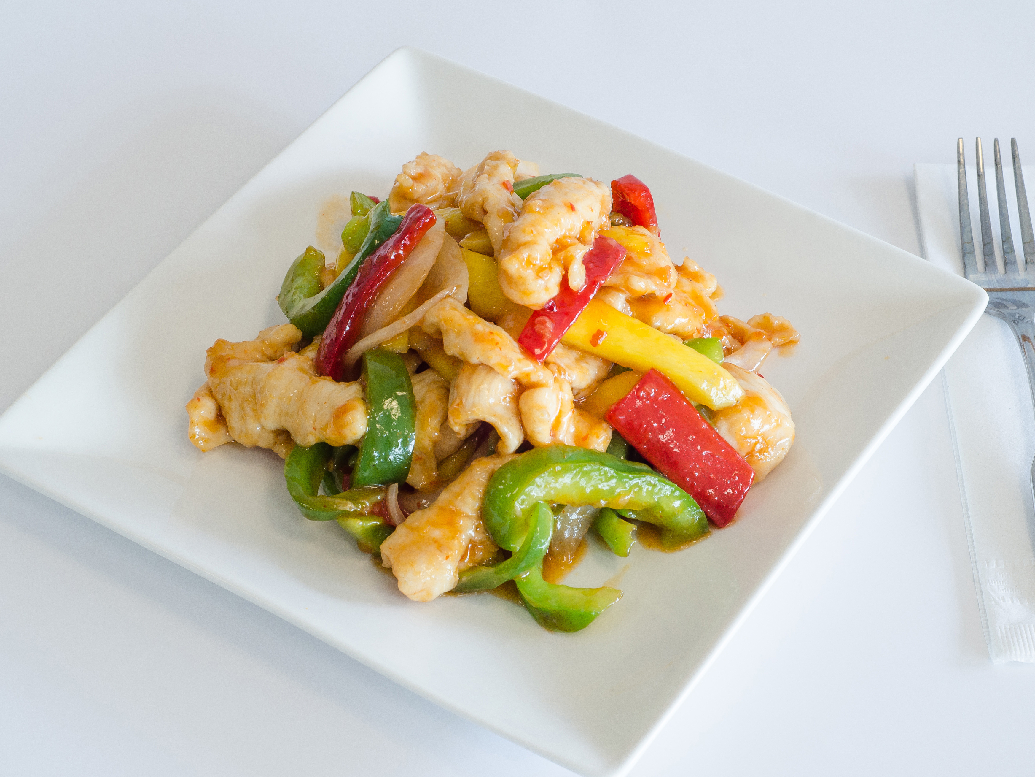 Order S2. Mango Chicken food online from New May Loong Kitchen store, Syosset on bringmethat.com