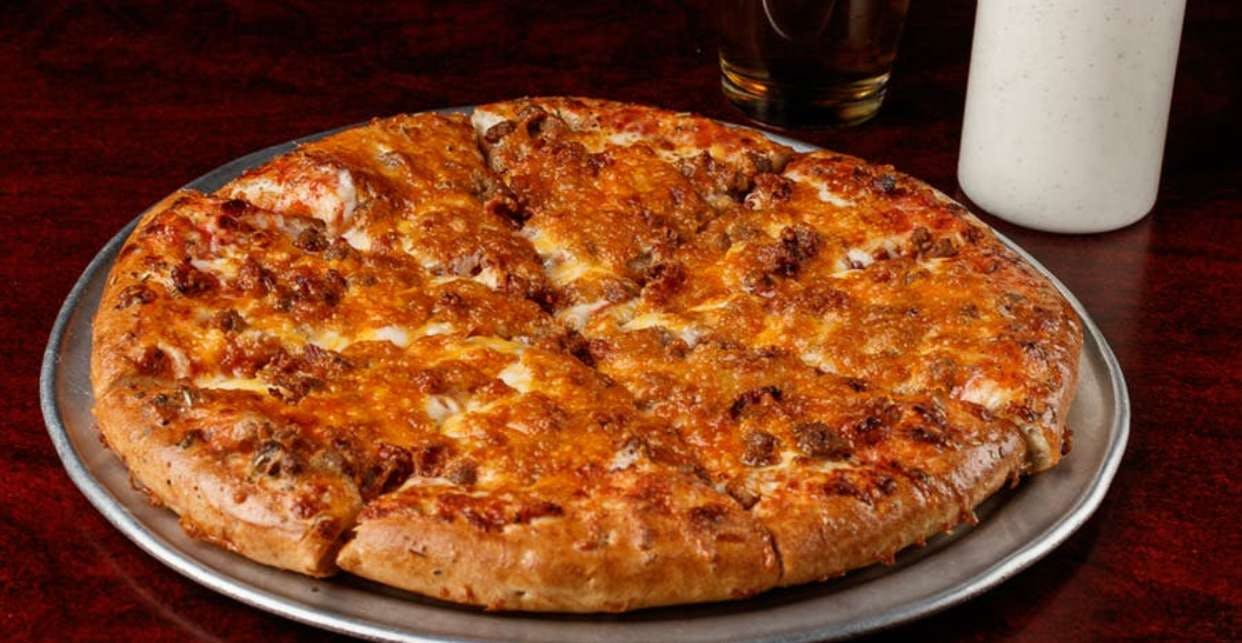 Order Cheeseburger Pizza - Personal 8" food online from Wings Pizza N Things store, Temple on bringmethat.com