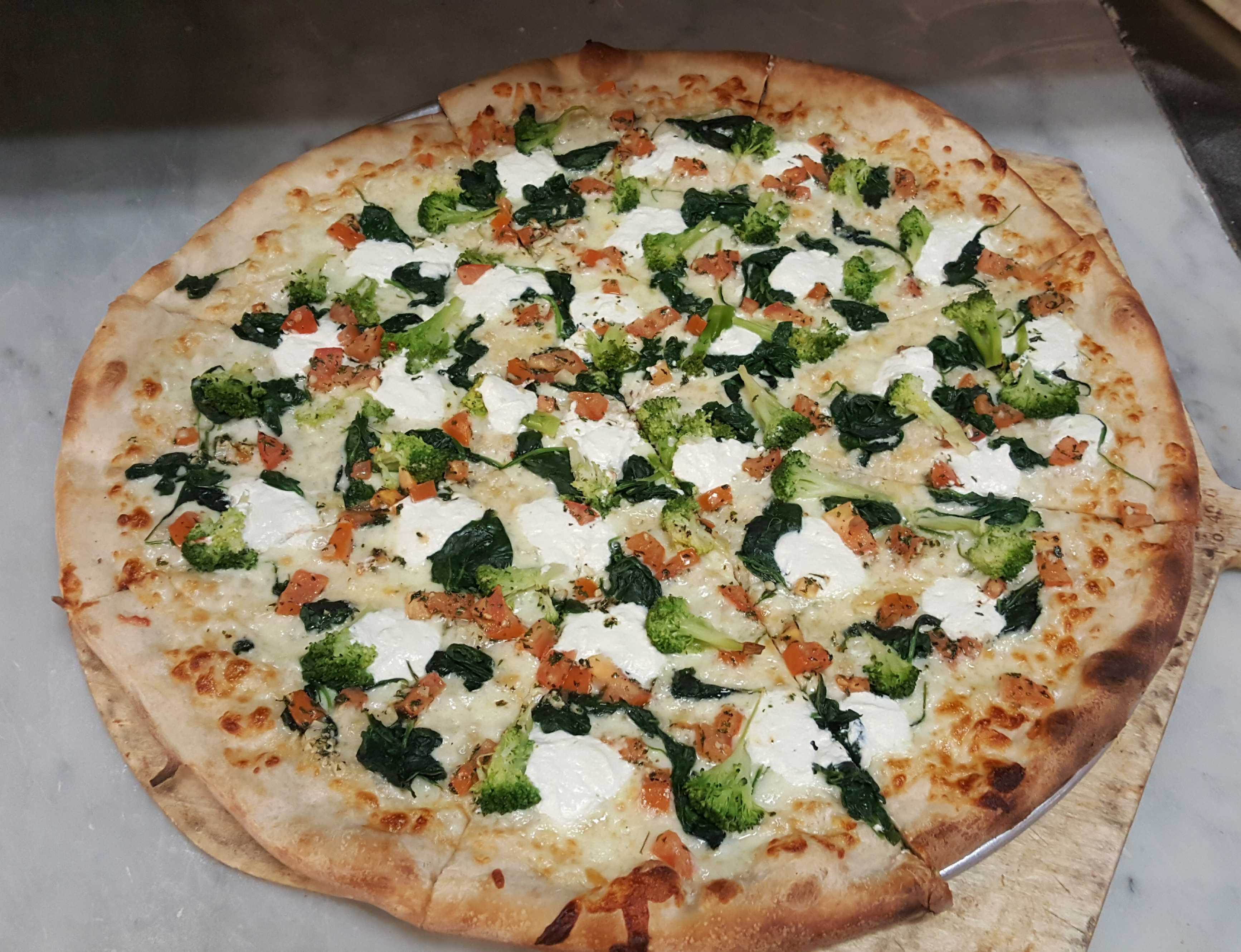 Order White Veggie Pizza food online from Ricoy Pizzeria Restaurant store, Passaic on bringmethat.com