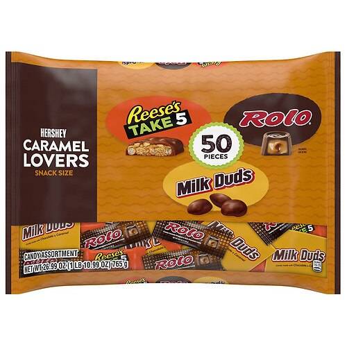 Order Hershey's Caramel Lovers, Snack Size Candy, Halloween, Reese's, Rolo, Milk Duds,XL Bag Assortment - 26.99 oz food online from Walgreens store, Bristol on bringmethat.com