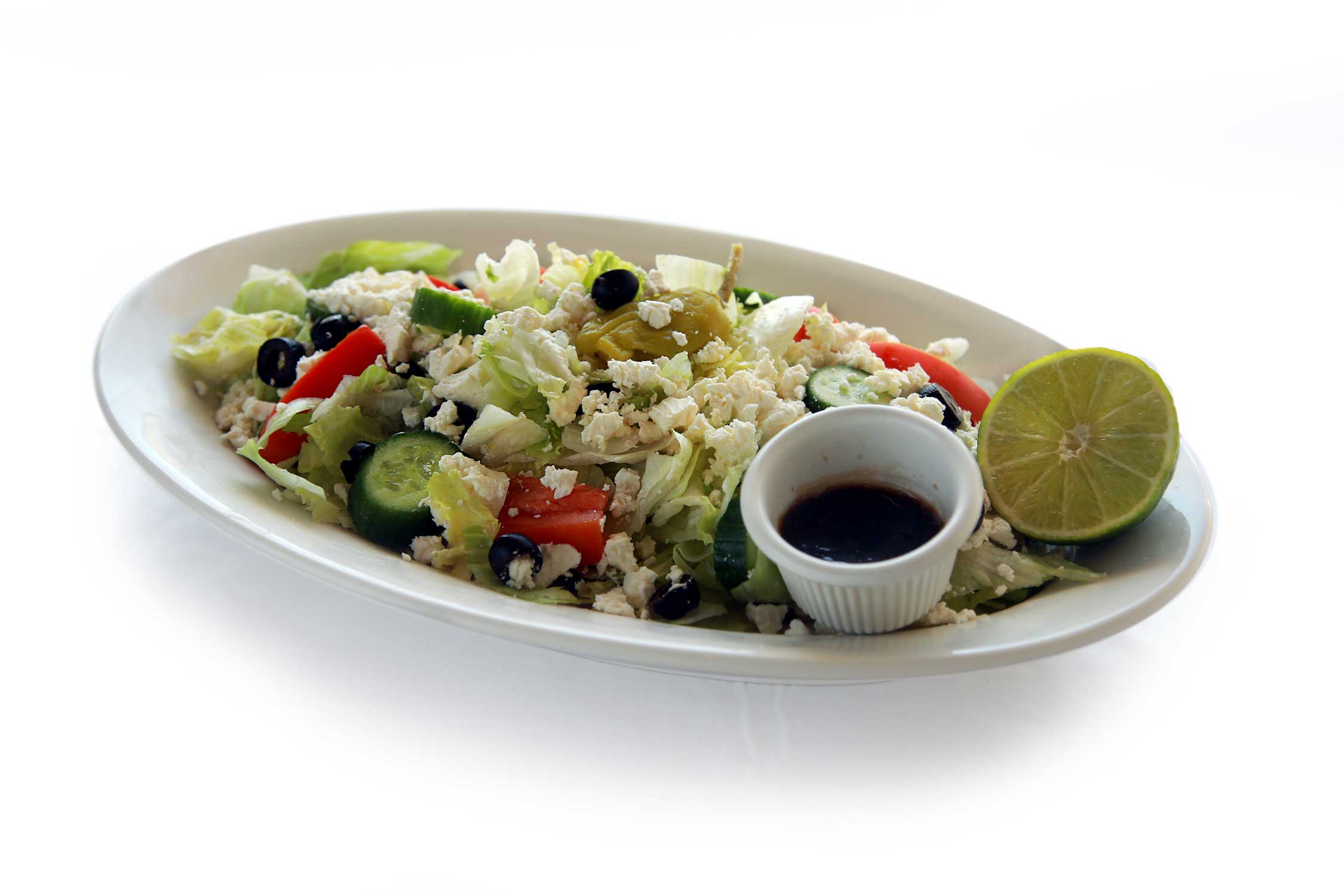 Order Greek Salad food online from M Cafe & Grill store, Lake Forest on bringmethat.com