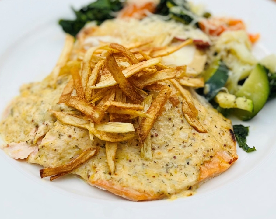 Order Mustard & Dill Broiled Salmon food online from Seasons & Regions Seafood Grill store, Portland on bringmethat.com