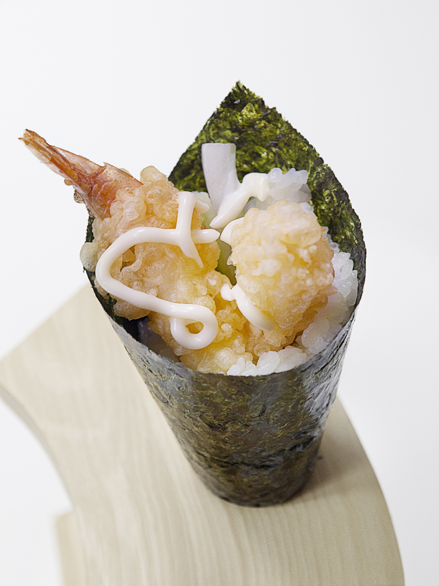 Order Shrimp Tempura Handroll food online from Aki Sushi store, New York on bringmethat.com
