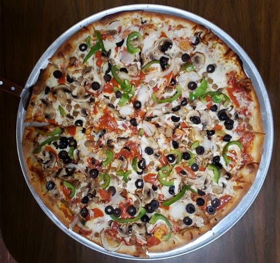 Order Deluxe Pizza - Personal 8" food online from La Vostra Pizza store, Mckees Rocks on bringmethat.com