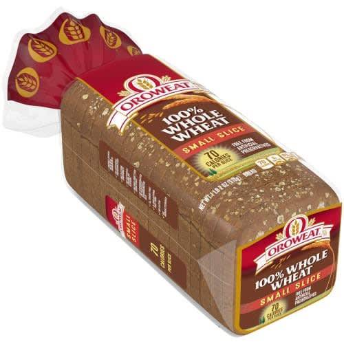 Order Oroweat · Small Slice 100% Whole Wheat Bread (18 oz) food online from United Supermarkets store, Plainview on bringmethat.com