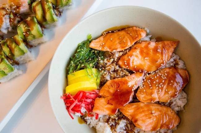 Order Salmon Teriyaki food online from B Cafe store, Quincy on bringmethat.com