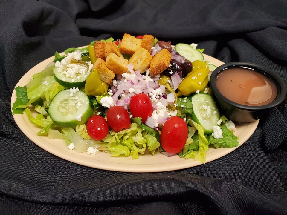 Order Greek Salad food online from Pizza Shop store, Yorktown on bringmethat.com