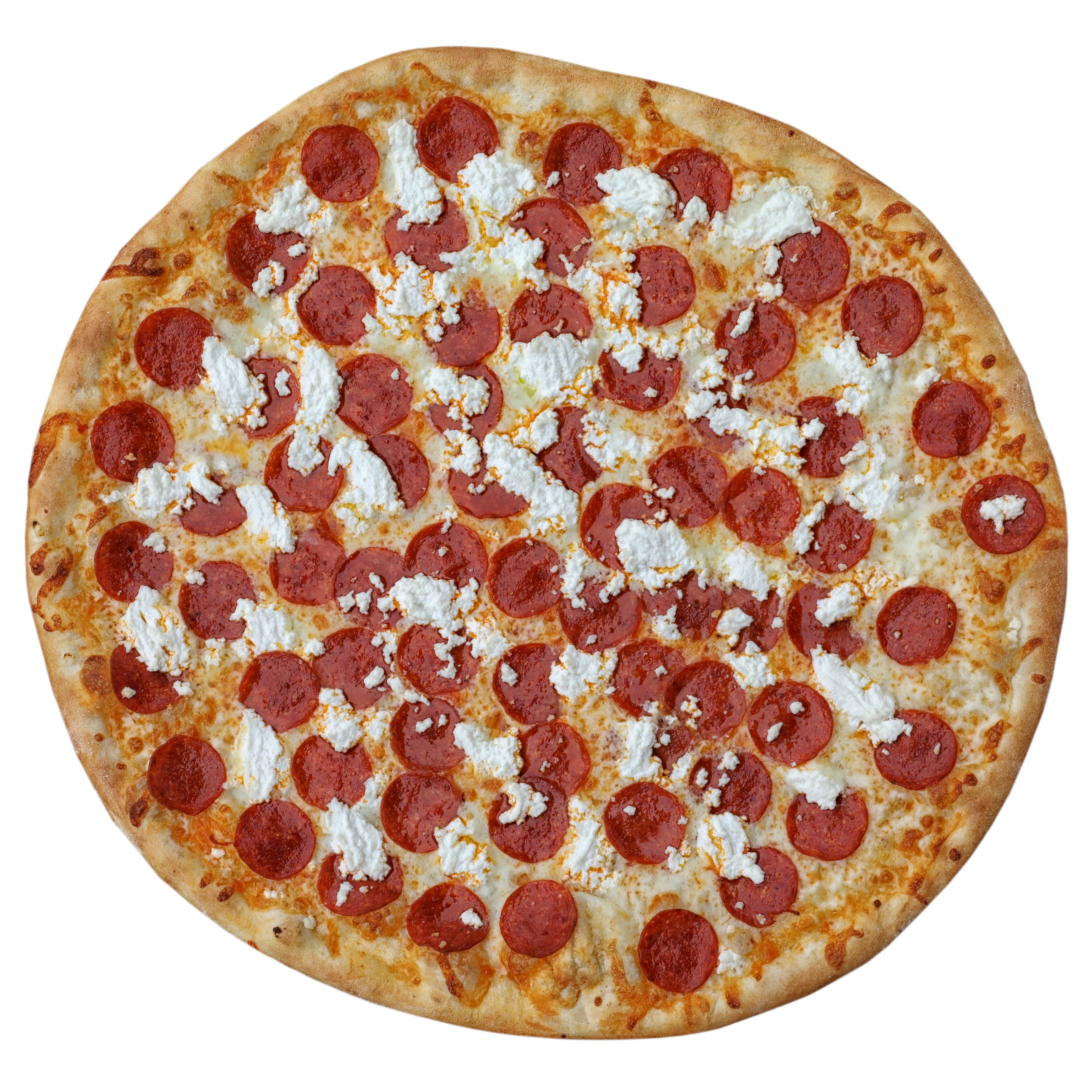 Order Mafiozo Pizza (Olive oil, garlic, pepperoni, mozzarella, parmesan, ricotta & romano cheese) - Medium 14" food online from Zozo's N. Y. Pizza store, San Diego on bringmethat.com