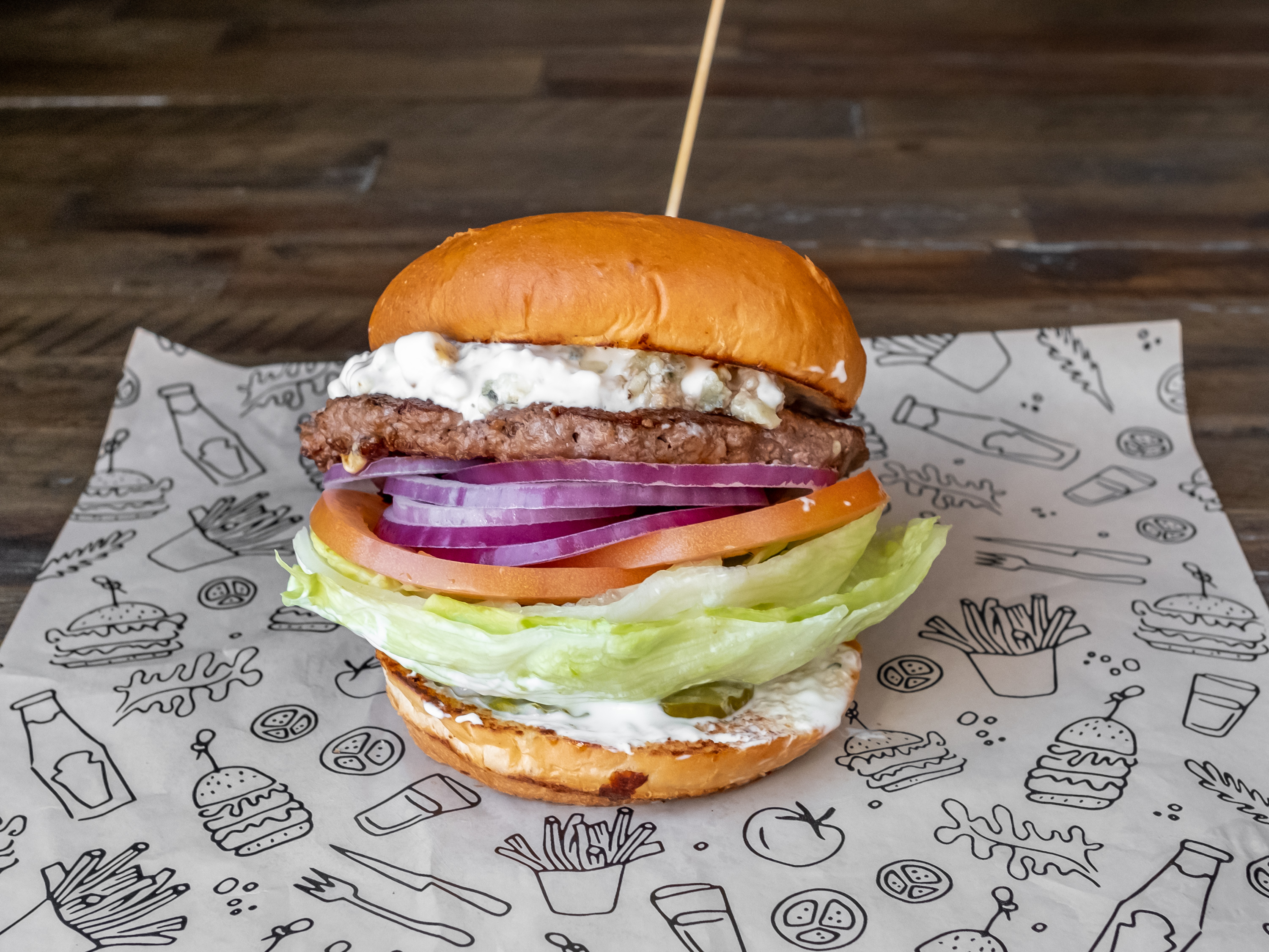Order Blue Cheese Burger food online from Anny's Fine Burger store, Santee on bringmethat.com