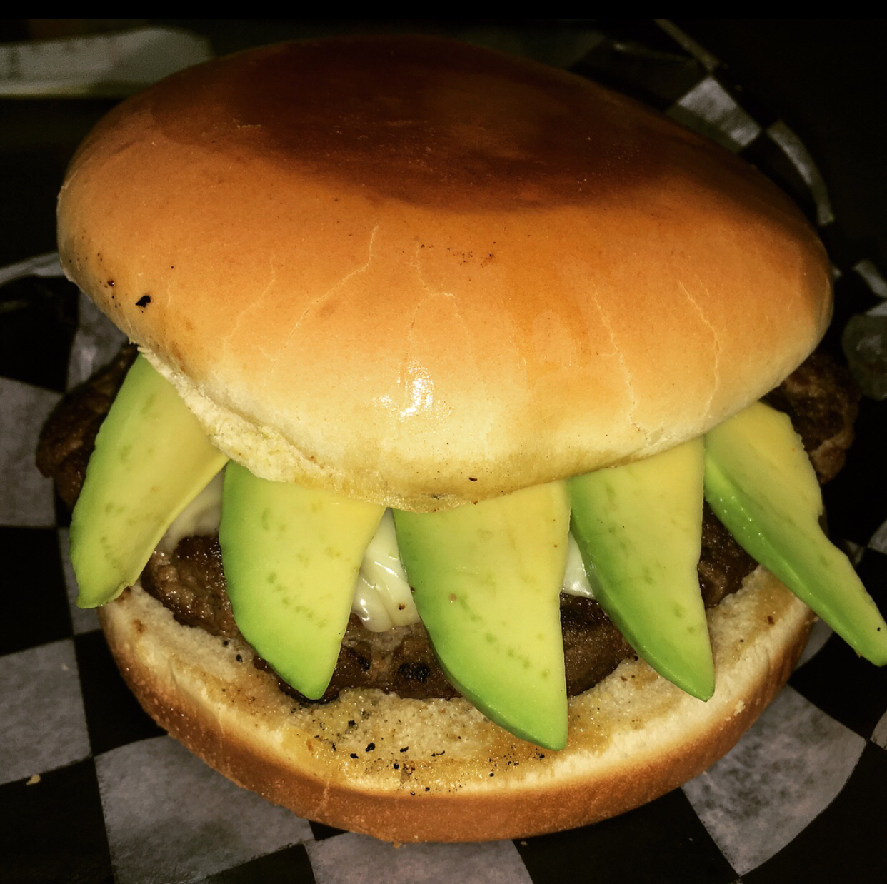 Order  Avocado Burger(1/2 lb.) food online from Ranch House Burgers II store, Mission on bringmethat.com
