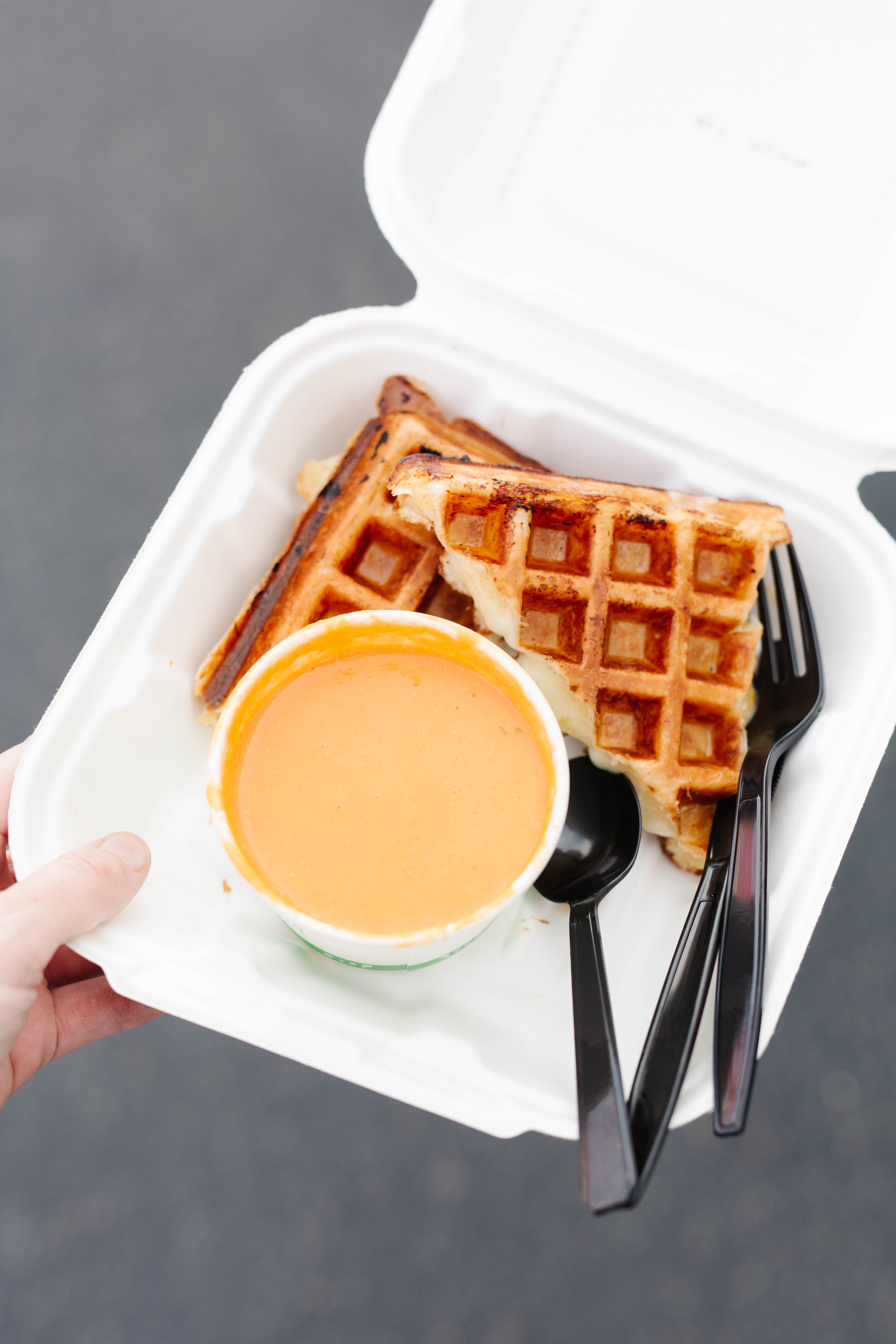 Order Grilled Cheese and Tomato Bisque food online from Waffle Love store, Meridian on bringmethat.com