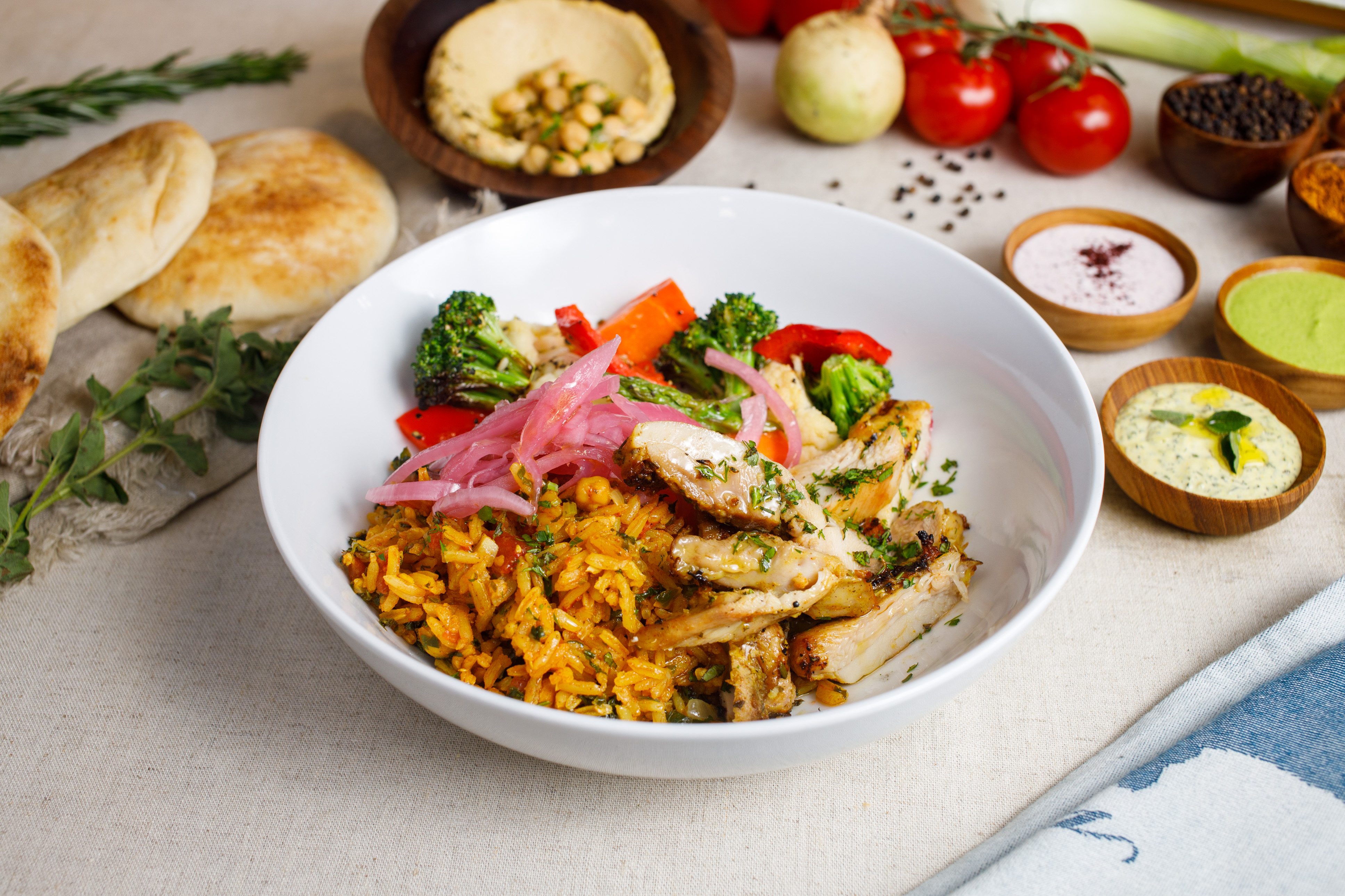 Order Chicken Rice Bowl (gluten-free) food online from Za'atar store, San Francisco on bringmethat.com