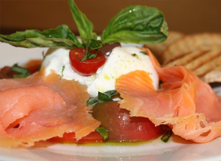 Order Smoked Salmon on Toasted Bagel food online from Kafe K store, Santa Monica on bringmethat.com