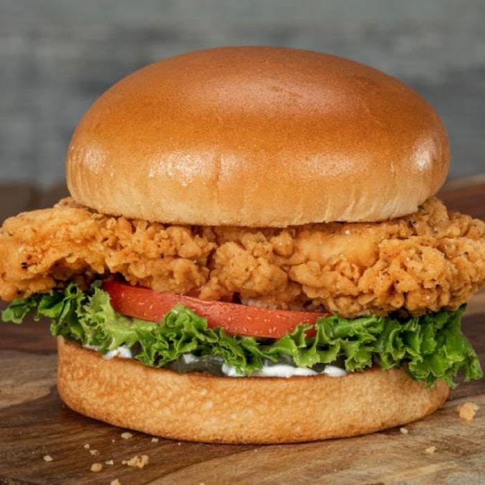 Order Crispy Chicken Cheeseburger - 1/2 Pound food online from Napoli Pizza store, Henderson on bringmethat.com