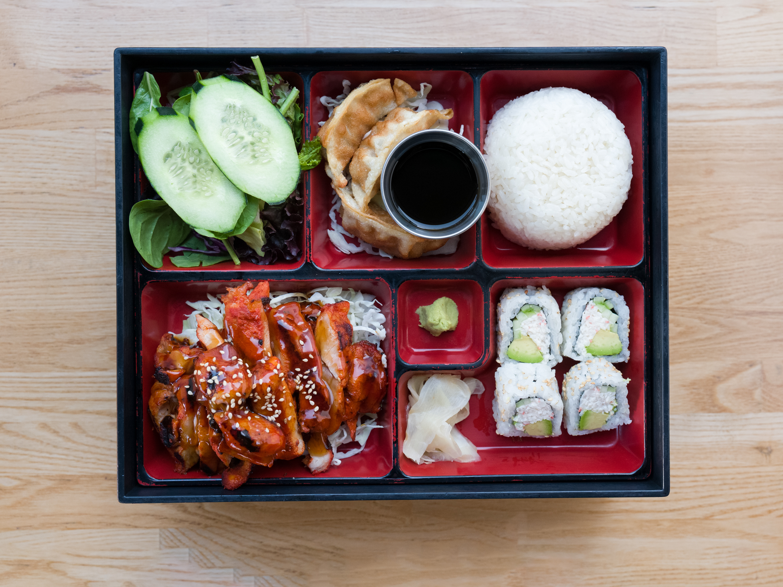 Order Spicy Chicken Bento Box food online from Roll Call store, Los Angeles on bringmethat.com