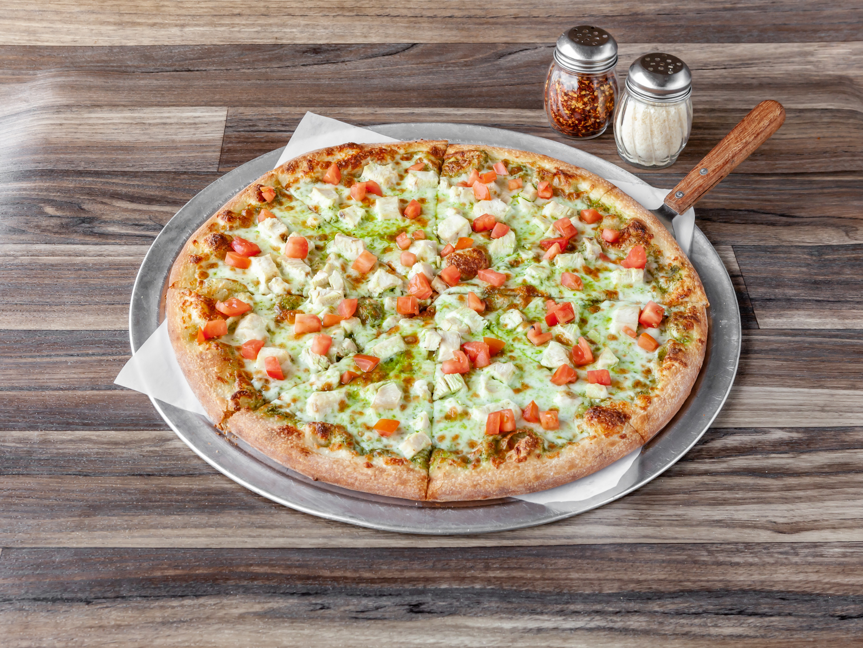 Order Chicken Pesto Pizza food online from Winners Ny Pizza store, Agoura Hills on bringmethat.com