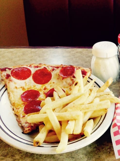 Order 1 pepperoni slices and large fries and 20oz bottle soda food online from Little Italy Pizza store, New York on bringmethat.com