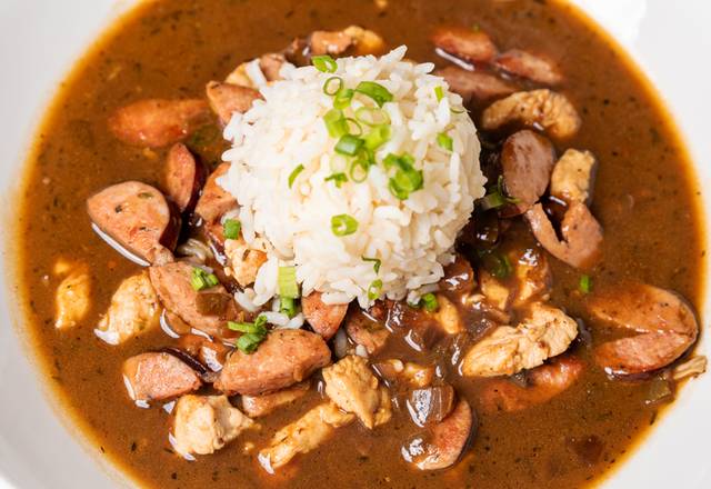 Order Cup  Chicken & Sausage Gumbo food online from The Rouxpour store, Houston on bringmethat.com