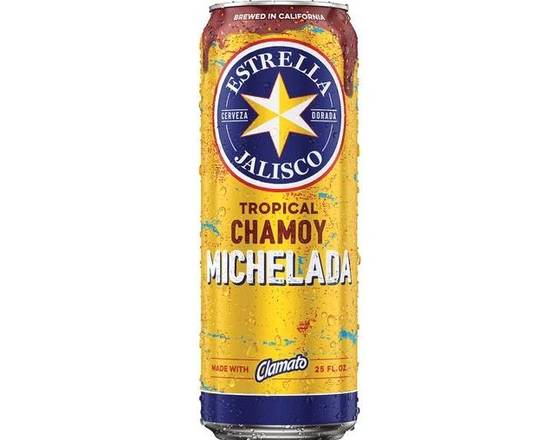 Order Estrella Jalisco Tropical Chamoy Michelada (25 OZ CAN) ,(3.5 %ABV) food online from Pacific Liquor Market store, Bell Gardens on bringmethat.com