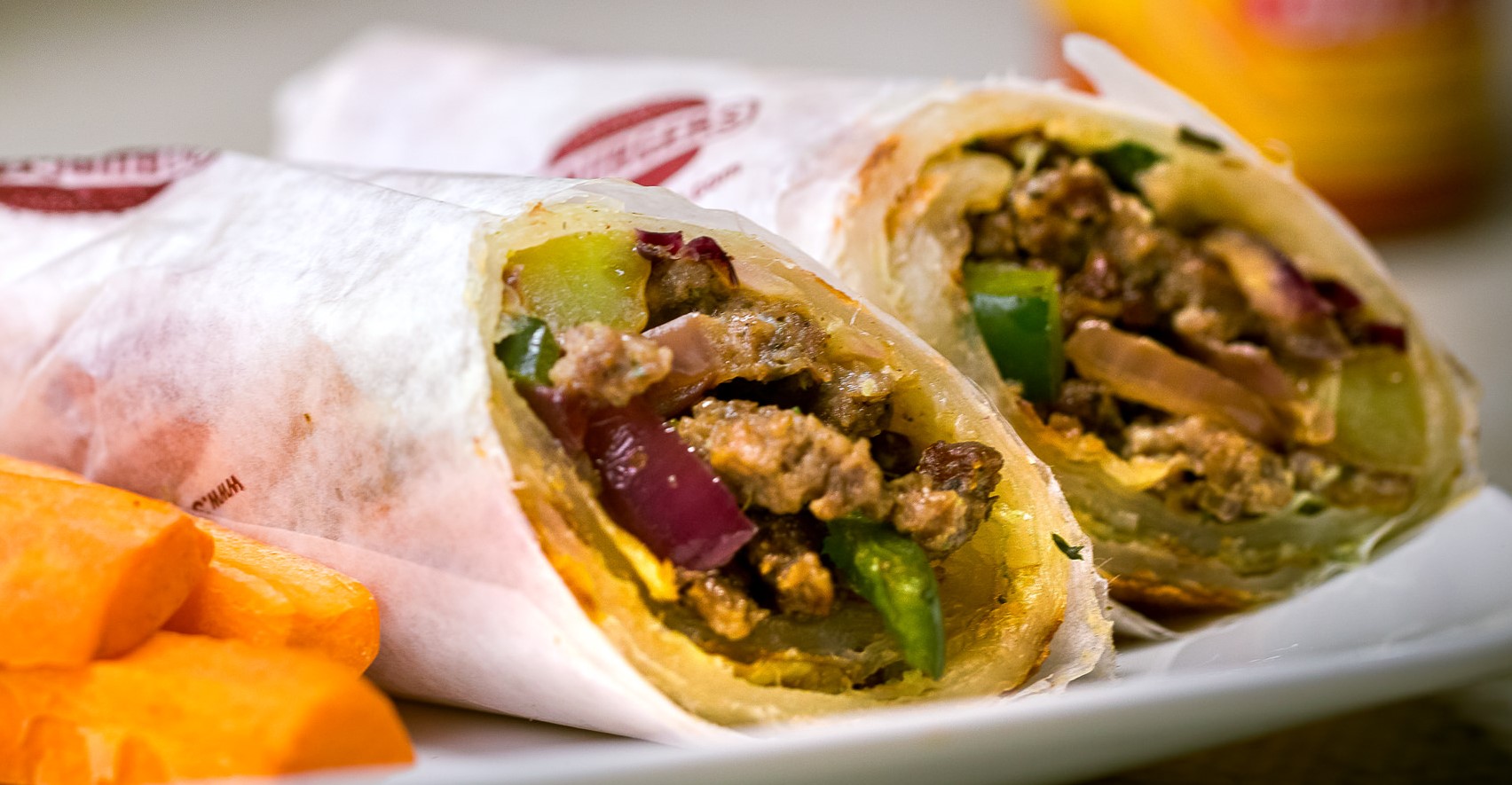 Order 2. Lamb Gyro Kati Roll food online from 30 Burgers store, Rutherford on bringmethat.com