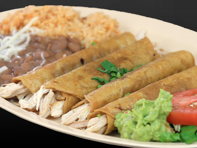 Order 4. Flauta Dinner Combo Meal food online from El Famous Burrito store, Naperville on bringmethat.com