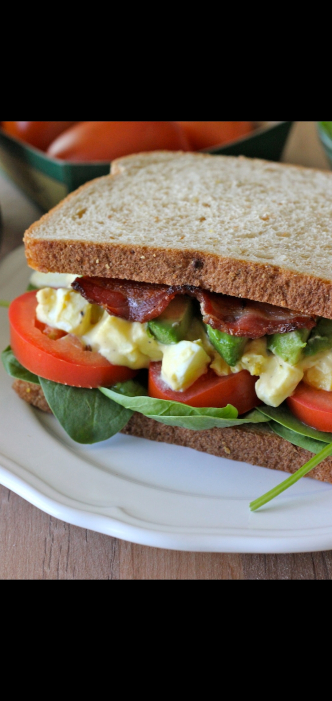 Order Egg Salad Bacon Tomatoes Avocado Baby Spinach Sandwich  food online from American Gourmet Foods Deli store, New York on bringmethat.com