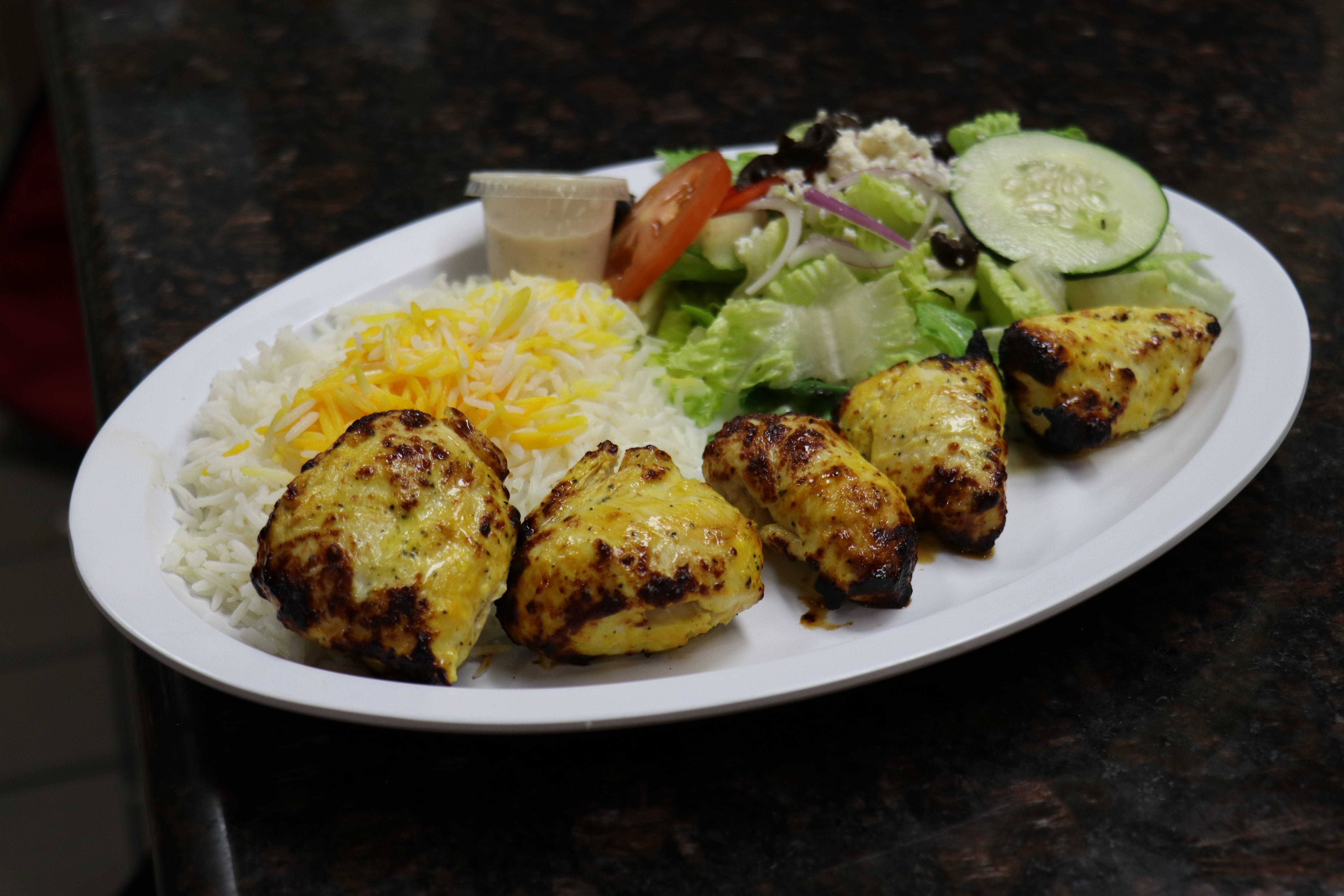 Order Chicken Kabob - Entree food online from The Village Grille store, Great Falls on bringmethat.com