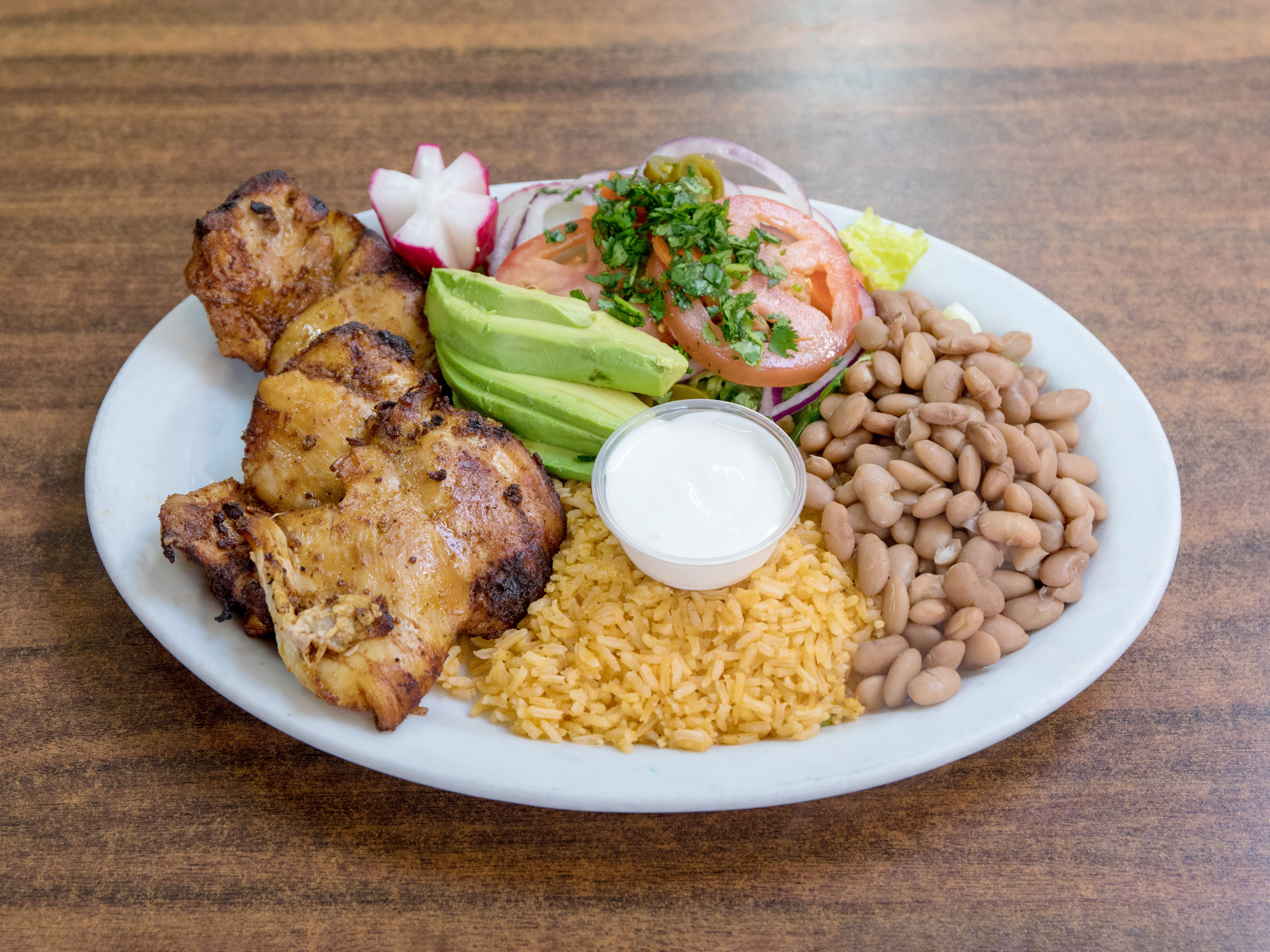 Order Pollo Asado Dinner Meal food online from Panchovilla Taqueria store, San Mateo on bringmethat.com