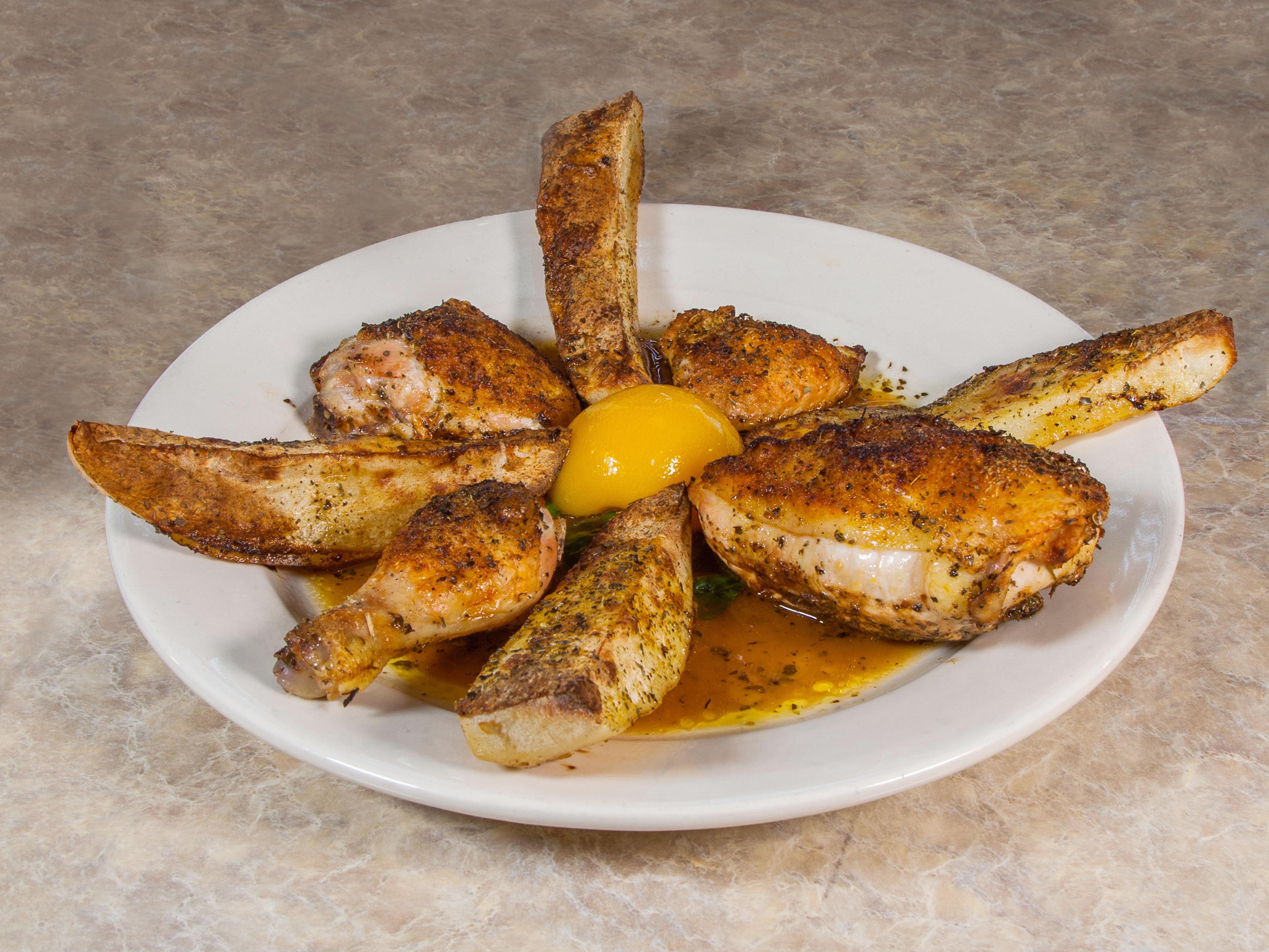 Order Athenian Style Broiled Half Chicken food online from Omega Restaurant store, Downers Grove on bringmethat.com