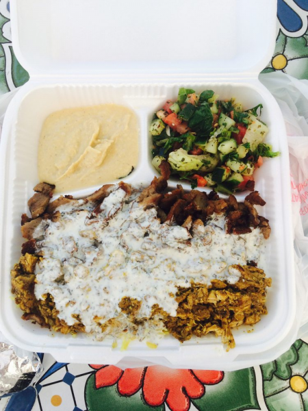 Order 6. Mix Gyro and Chicken Shawarma Plate food online from Abo Youssef store, Austin on bringmethat.com