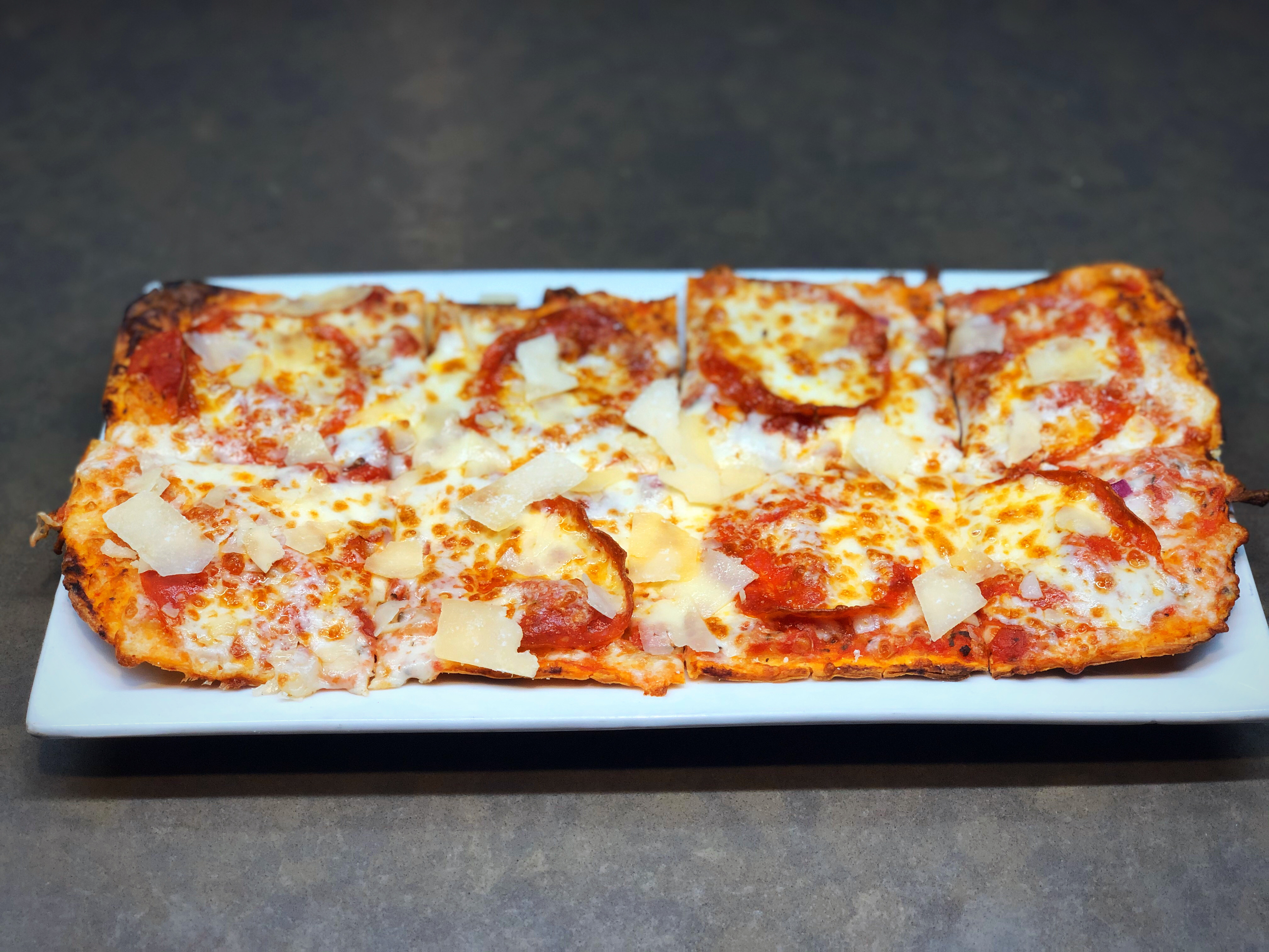 Order Perfect Pepperoni Flatbread Pizza food online from Jaker Bar & Grill store, Pocatello on bringmethat.com