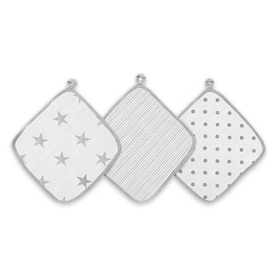 Order aden + anais™ essentials Dusty 3-Pack Washcloths in Grey food online from Buybuy Baby store, Franklin on bringmethat.com