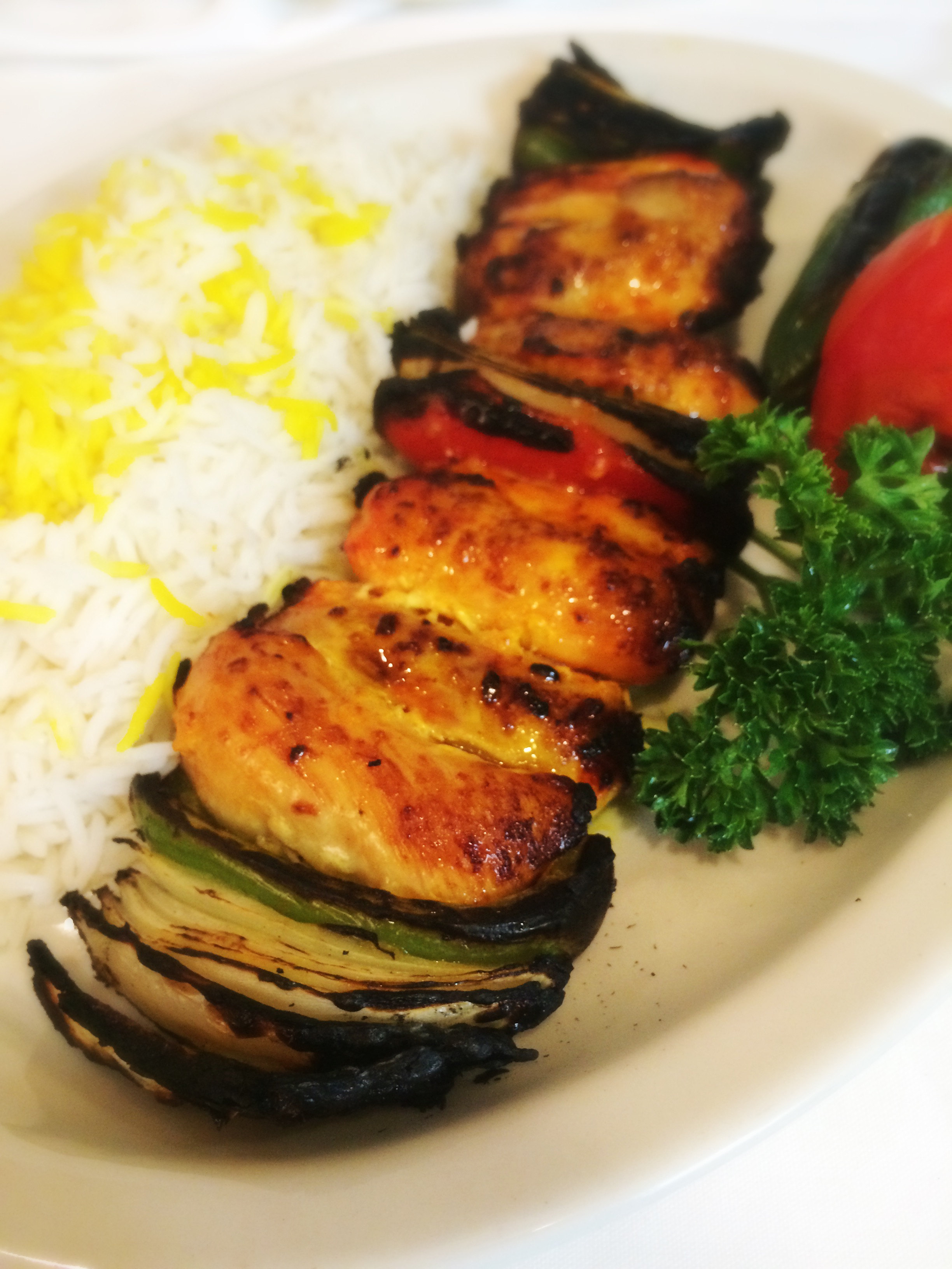 Order Chicken Shish Kabob food online from Shiraz Restaurant store, Glendale on bringmethat.com