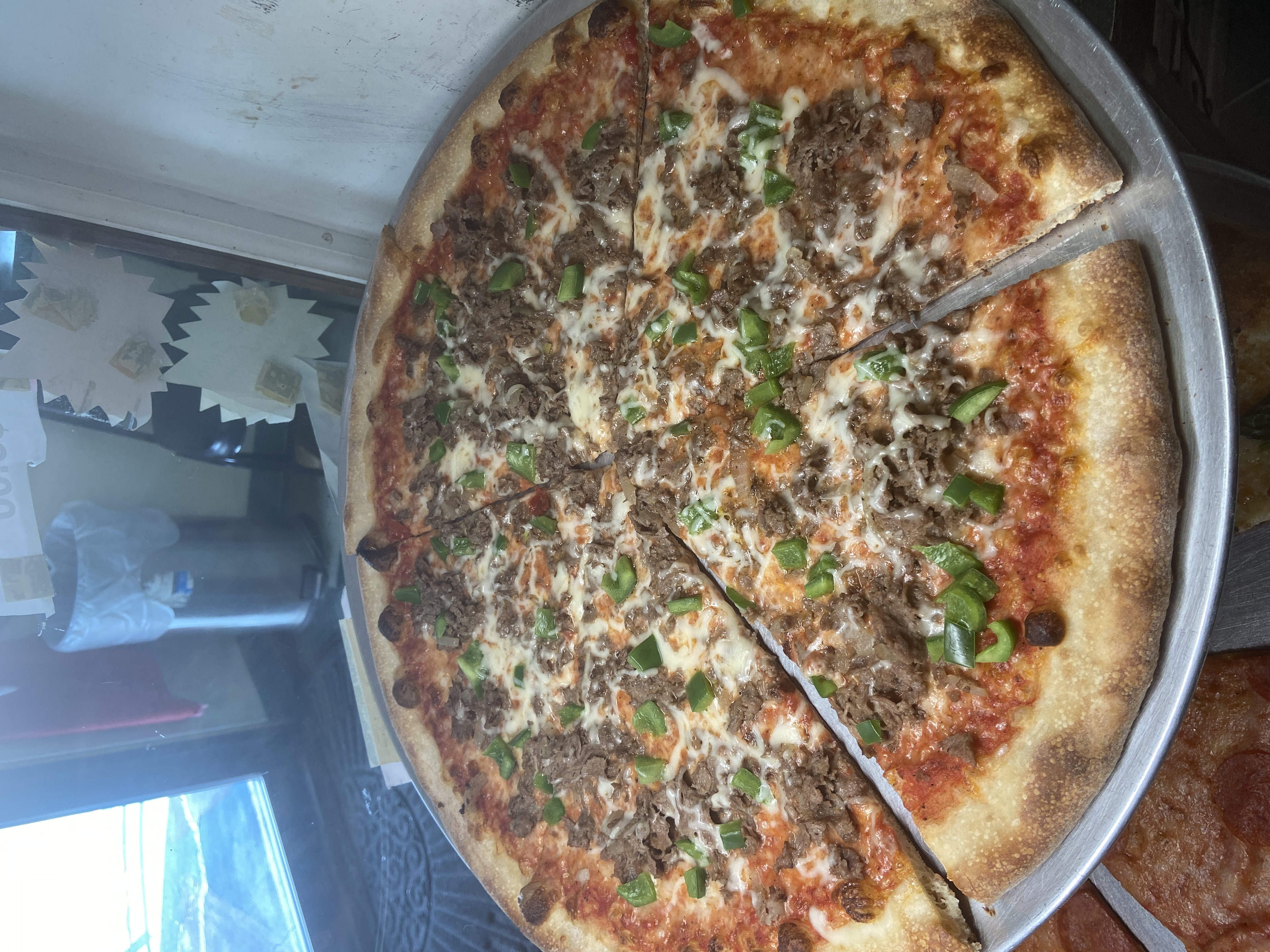 Order 5. Cheese Steak Pizza food online from Greenhill Deli-Pizza store, Wilmington on bringmethat.com