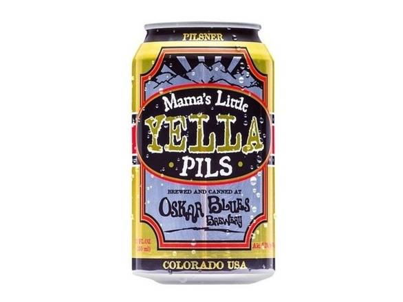 Order Oskar Blues Mama's Little Yella Pils - 6x 12oz Cans food online from Garfield's Beverage Warehouse store, Chicago on bringmethat.com