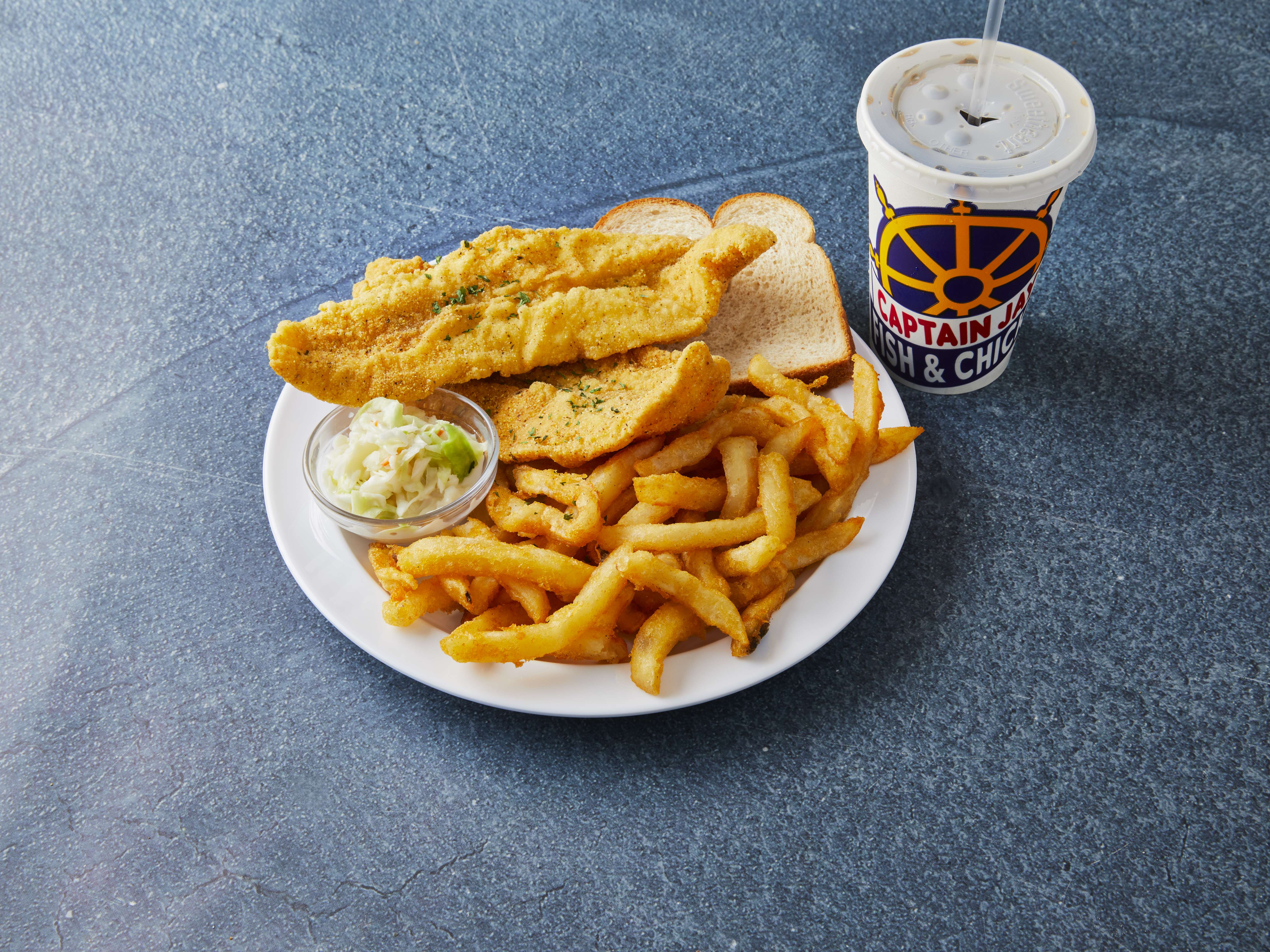 Order #3 Combo - 2 Piece Catfish  food online from Captain Jay 132 store, Clinton Township on bringmethat.com