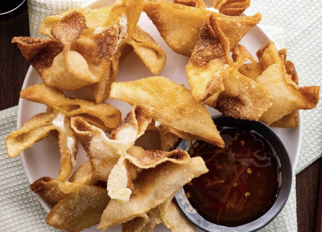 Order 3. Crab Meat Cheese Wontons food online from Dragon Chinese Mongolian Bbq store, Compton on bringmethat.com