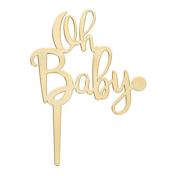 Order "Oh baby" cake topper and candle holder (nonedible) food online from La Patisserie store, Cupertino on bringmethat.com