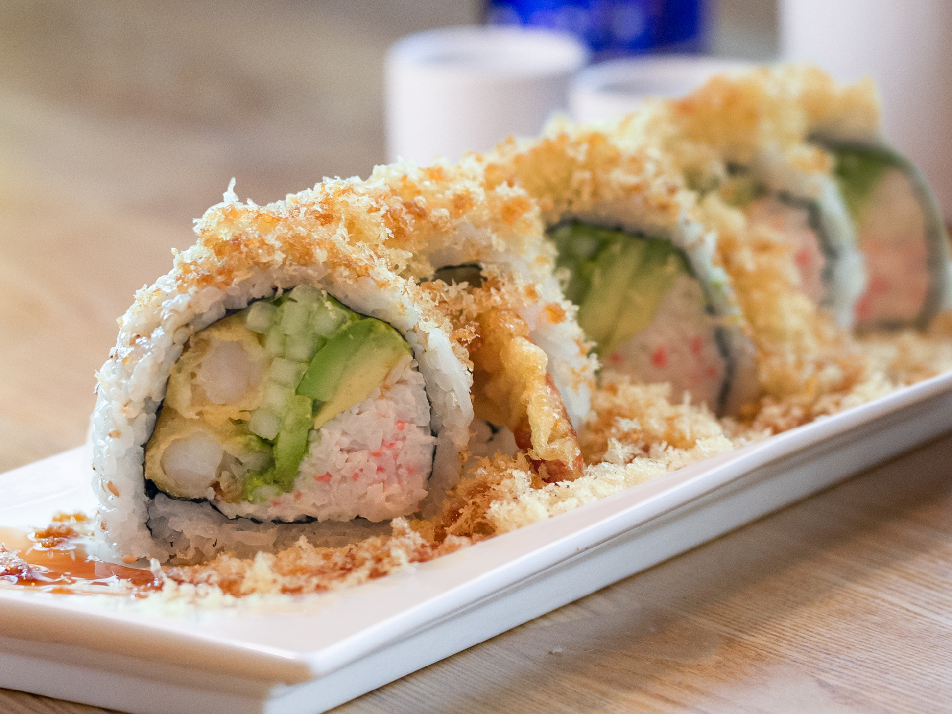 Order Shrimp Tempura Crunch Roll (5 Larger Pieces)  food online from Roll Call store, Los Angeles on bringmethat.com