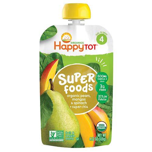 Order Happy Tots Organic Superfoods Spinach, Mango & Pear - 4.22 oz food online from Walgreens store, Bridgehampton on bringmethat.com