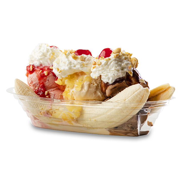 Order Banana Split food online from The Original Rainbow Cone store, Chicago on bringmethat.com