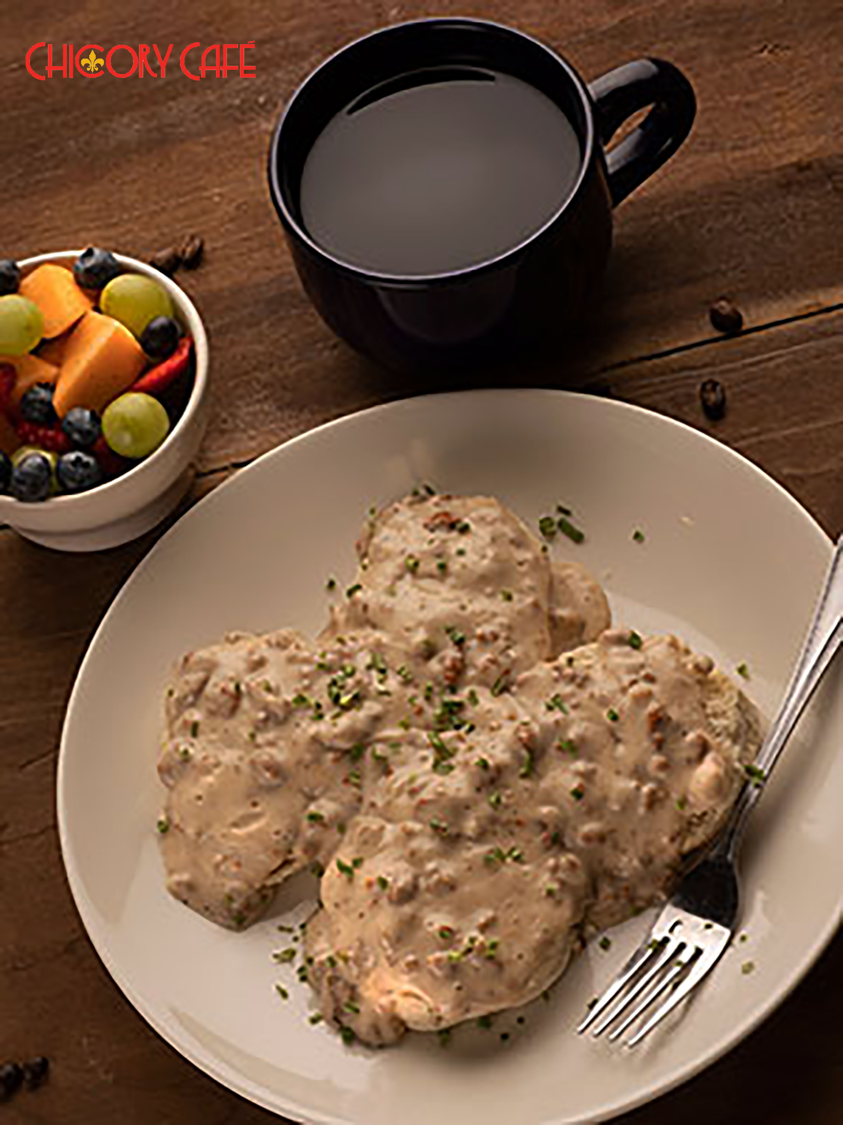 Order Biscuit and Gravy - Full order food online from Chicory Cafe- 1st St store, Mishawaka on bringmethat.com