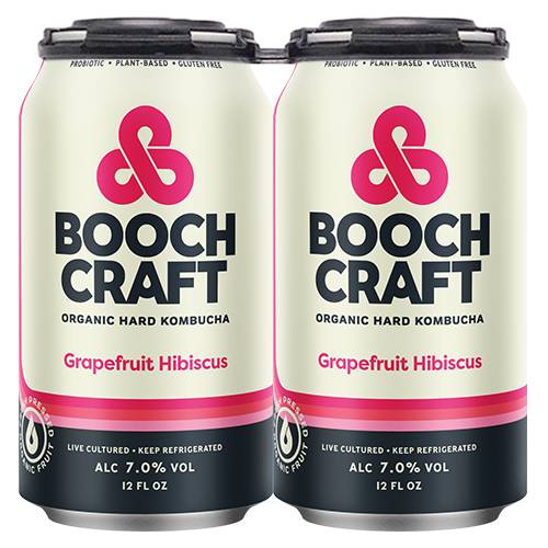 Order Boochcraft High Alcohol Kombucha Grapefruit Hibiscus - 12 oz Cans/4 Pack food online from Bottle Shop & Spirits store, Los Alamitos on bringmethat.com