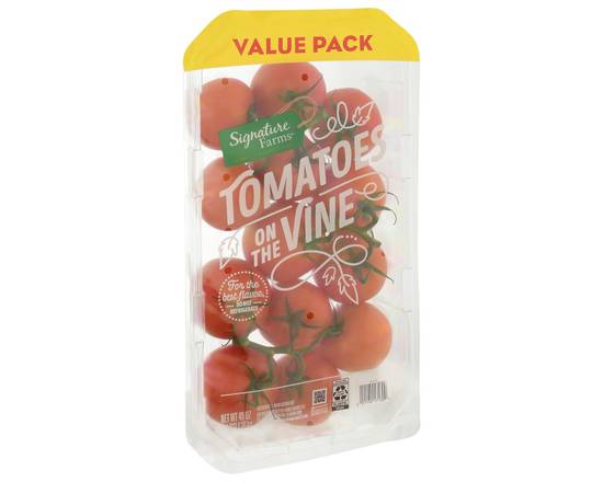 Order Signature Farms · Value Pack Tomatoes on the Vine (48 oz) food online from Albertsons Express store, Fort Worth on bringmethat.com