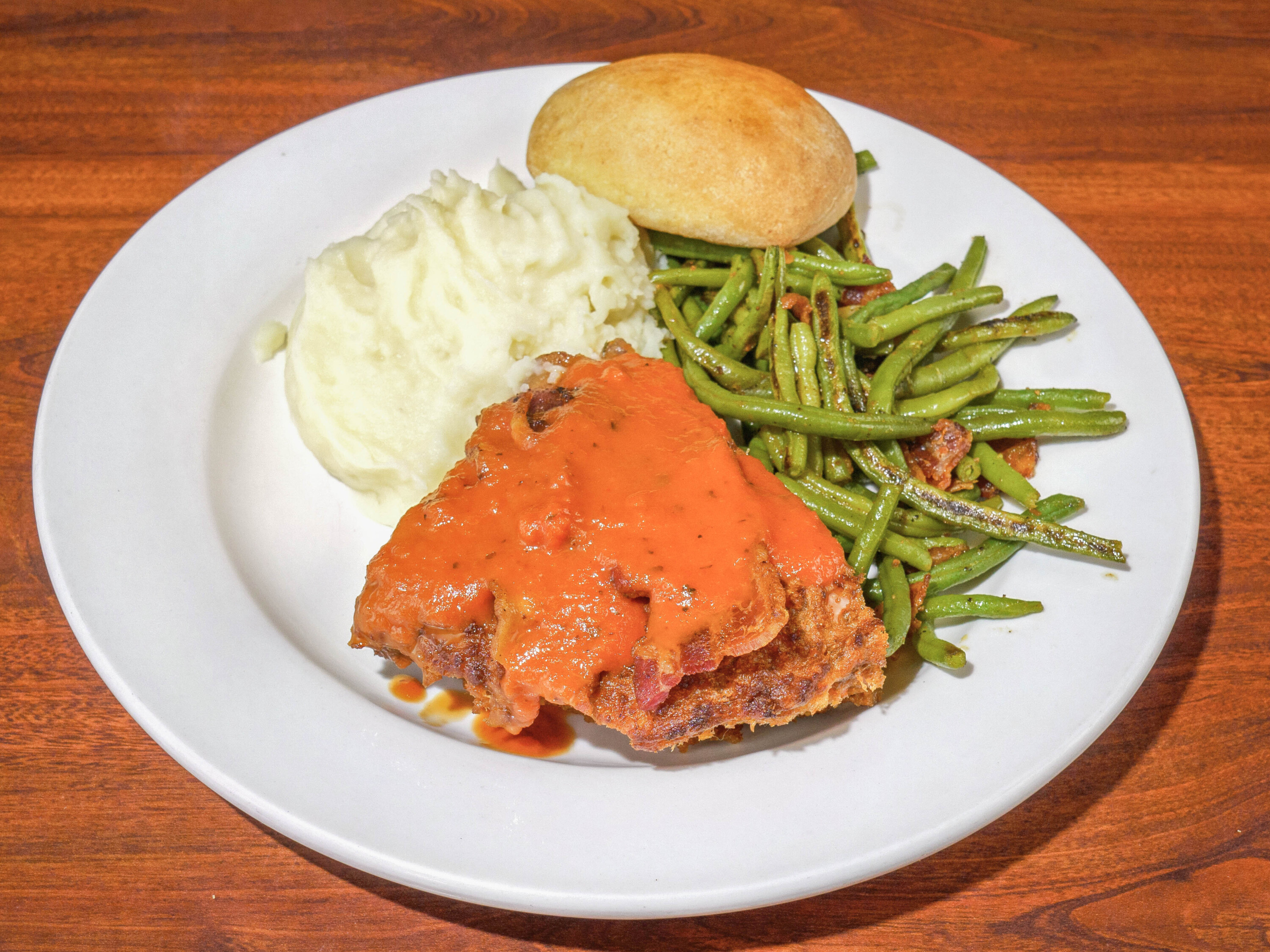 Order Bacon’s Own Meatloaf  Plate food online from Bacon's Bistro and Cafe store, Hurst on bringmethat.com