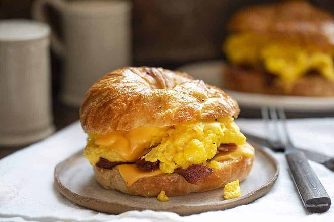 Order  Egg Bacon & Cheese Croissant food online from Miss Donuts & Bagels store, Fontana on bringmethat.com