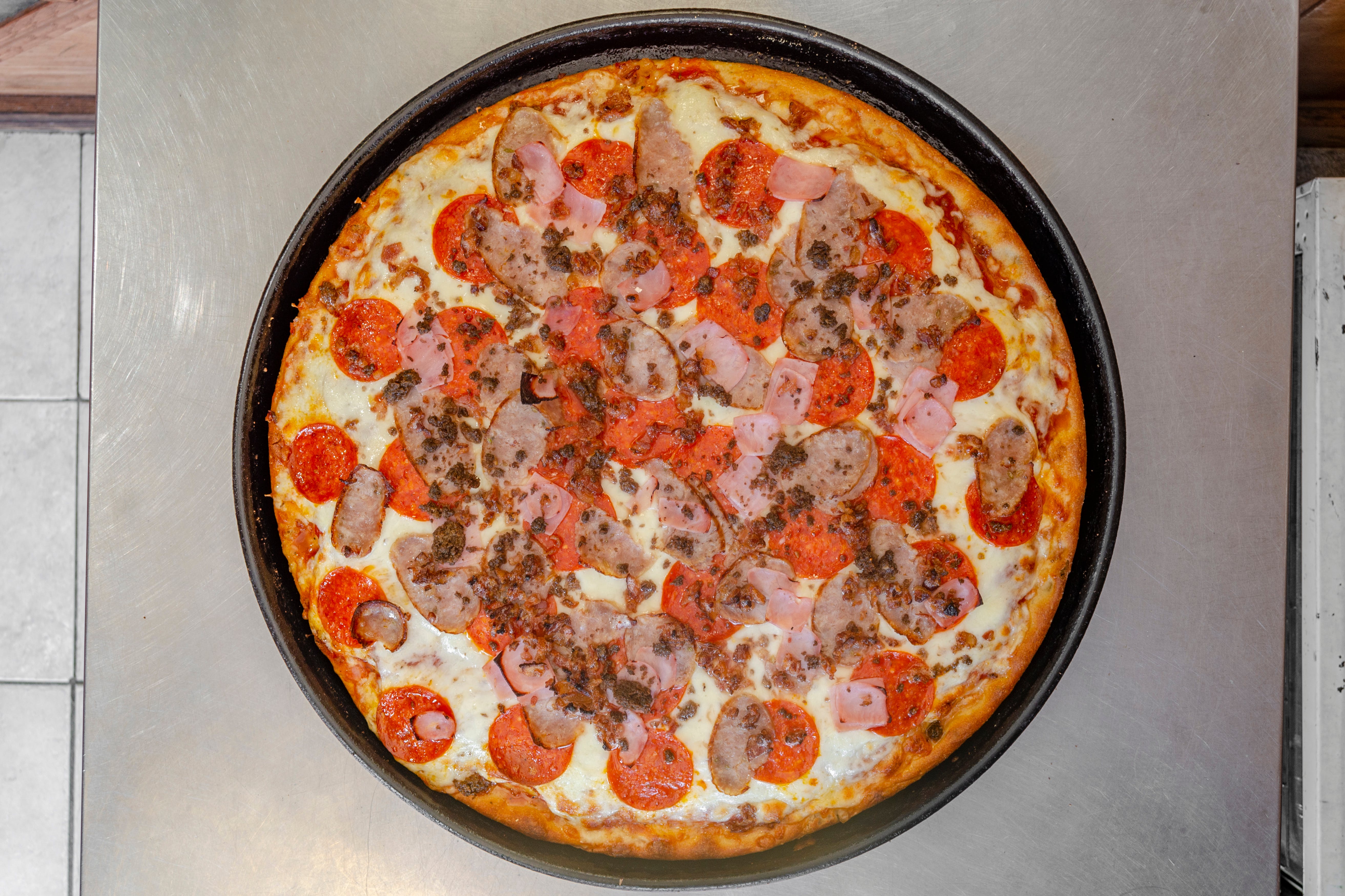 Order Meat Lovers Pizza - personal food online from Pizza Express store, Elizabeth on bringmethat.com