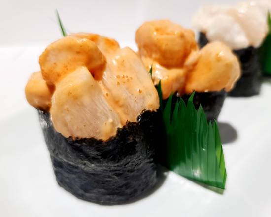 Order Spicy Scallop Nigiri food online from Sake 2 Me Sushi store, Tustin on bringmethat.com