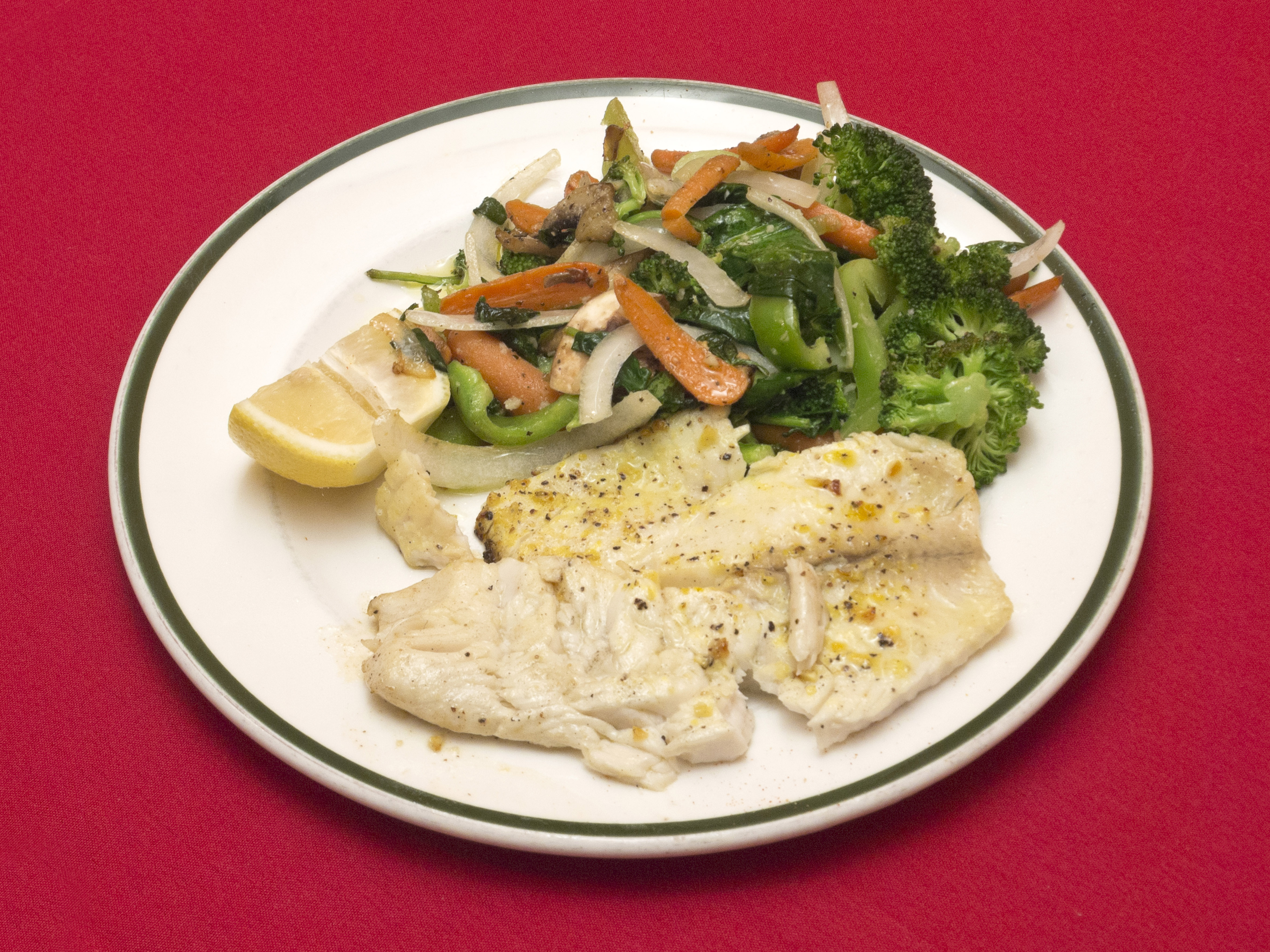 Order Grilled Tilapia with Vegetables food online from Portofinos store, Waco on bringmethat.com