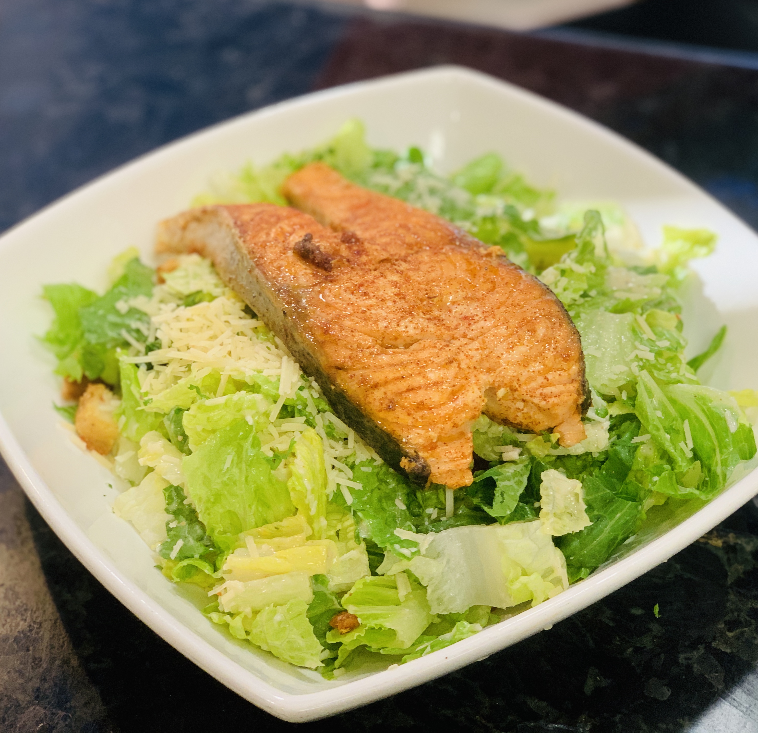 Order fresh salmon Caesar salad  food online from Anchors Fish & Chips And Seafood Grill store, San Jose on bringmethat.com